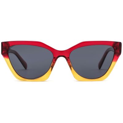 Bold Angular Cat Eye Thick Acetate Sunglasses - Gradient Two-Tone Statement Frame
