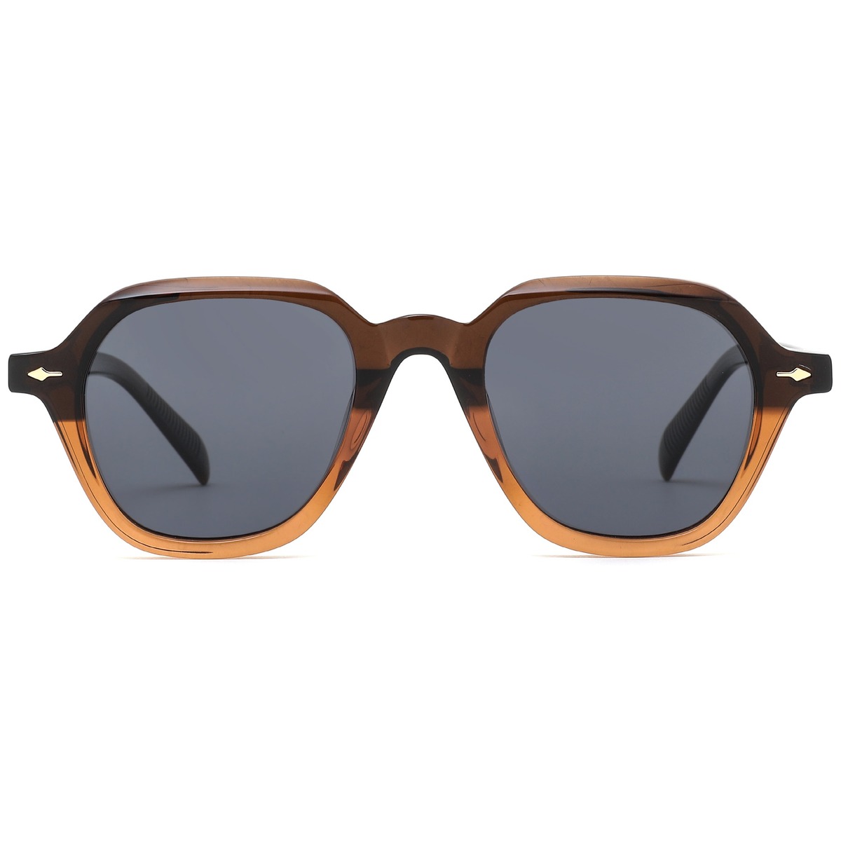 Geometric Square Thick Acetate Sunglasses - Gradient Frame with Arrow Metal Accent