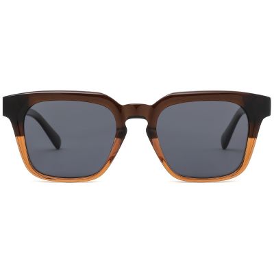 Bold Square Thick Acetate Sunglasses - Two-Tone Gradient Retro Frame