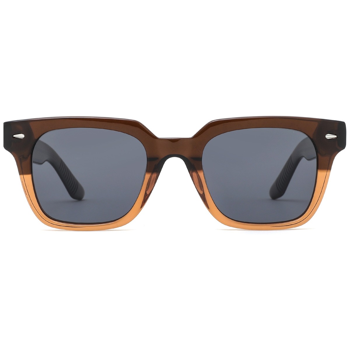 Retro Square Thick Acetate Sunglasses - Gradient Frame with Silver Metal Detail