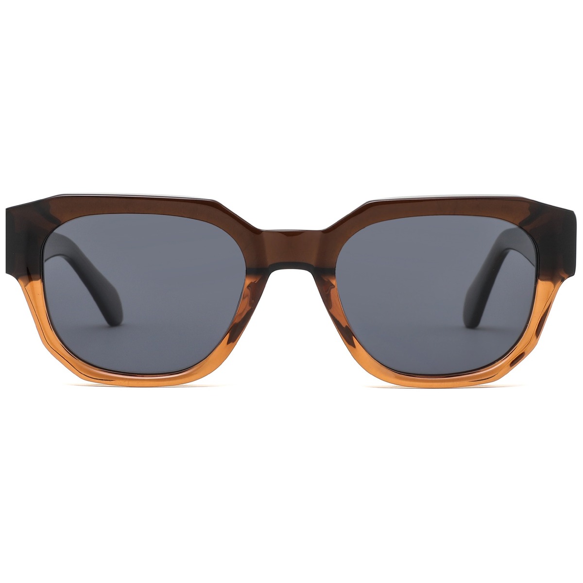 Oversized Geometric Thick Acetate Sunglasses - Bold Gradient Fashion Statement Frame