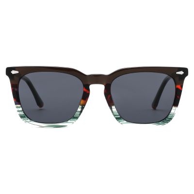 Classic Square Acetate Sunglasses - Dark Tortoise with Teal Layered Detail
