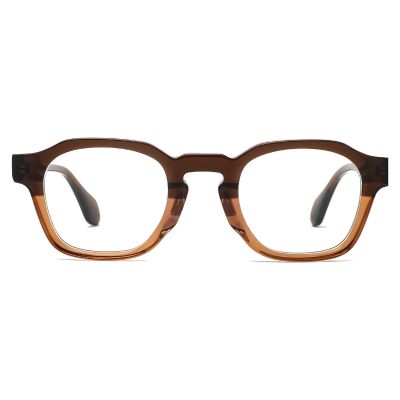 Retro Round Thick Acetate Optical Frame - Brown Gradient Glossy Finish